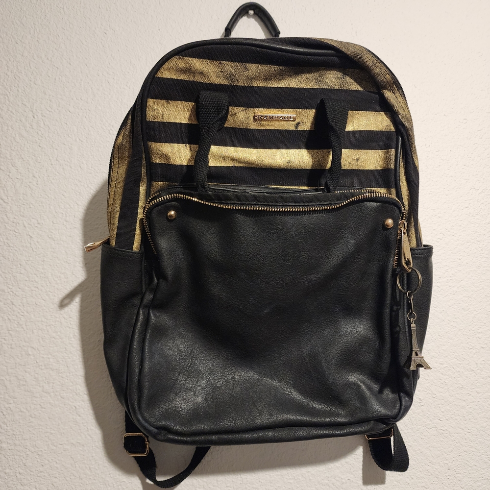 Black and Gold Striped Backpack